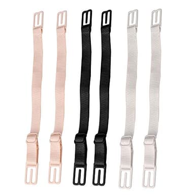 JIAKAI 6 Piece Women's Non-slip Elastic Bra Strap Holder Racer Back - Conceal Straps （ Black, Beige, White Each 2）