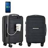 French Connection St. Martin Carry-On Luggage with Cup Holder/USB Ports, Black