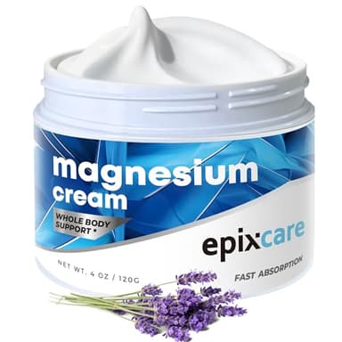 EpixCare Magnesium Cream for Neuropathy Nighttime Relaxation - Nerve Muscle Cramps & Body Pain Support Lotion with Lavender - Relaxing Calming Nighttime Rub for Feet Back Leg Circulation (4 oz)