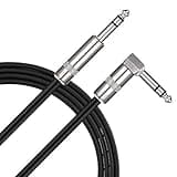 Donner TRS Cable 6 ft, Balanced Stereo Audio Patch Cable - Sturdy No Hum 1/4” Male Right Angle to 1/4” TRS Male Straight Cord, Black
