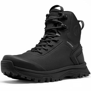 Coostar Tactical Boots for Men Lightweight Military Combat Boot Side Zipper Motorcycle Hiking Work Boots Waterproof 8 Inches Black Size 11