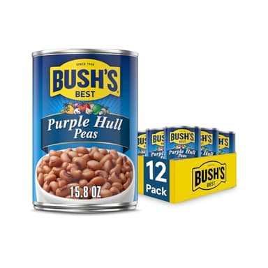 BUSH'S BEST 15.8 oz Canned Purple Hull Peas, Source of Plant Based Protein and Fiber, Low Fat, Gluten Free, (Pack of 12)