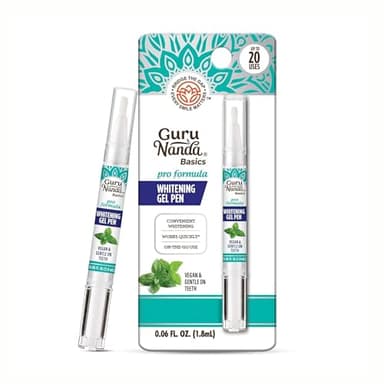 GuruNanda Teeth Whitening Pen,(0.06 fl oz)-20 Uses, Vegan & Gentle on Teeth Pro Formula - Hydrogen Peroxide Whitening Gel Pen, Cruelty-free, Mint Flavor