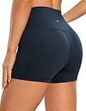 CRZ YOGA Women's Naked Feeling Biker Shorts - 3 Inches High Waisted Yoga Workout Running Spandex True Navy Medium