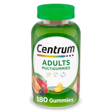 Centrum MultiGummies Gummy Multivitamin for Adults, Multivitamin/Multimineral Supplement with Vitamins D, B and E, Assorted Fruit Flavor - 18 Count