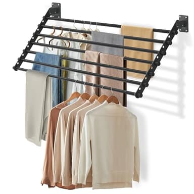 Scisum Wall Mounted Clothes Drying Rack 28 Inch – Foldable Laundry Drying Rack for Wall Mount, Space Saving Indoor Drying Rack for Clothes, Compact & Sturdy Design
