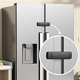 EUDEMON 1 Pack Latest French Fridge Lock French Door Refrigerator/Freezer Lock Apply to Max 3.54"(90mm) Two Door Gap Distance for Kids & Babies,Easy to Install no Tools Need or Drill (Black)