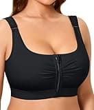 BRABIC Wireless Zip Front Closure Bras for Women No Underwire Full Coverage Comfort Everyday Post Surgery Compression Bra (US, Alpha, Large, Regular, Regular, Black)