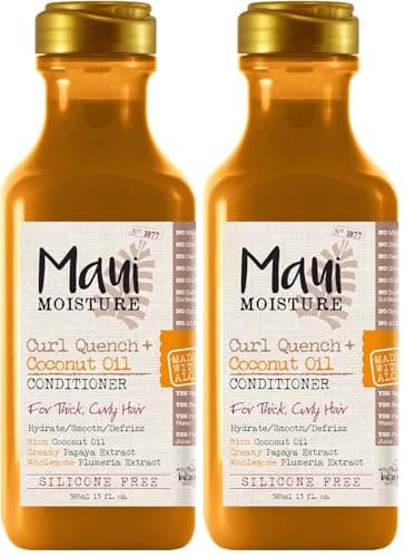 Maui Moisture Curl Quench + Coconut Oil Curl-Defining Anti-Frizz Conditioner to Hydrate and Detangle Tight Curly Hair, Softening Conditioner, Vegan, Silicone & Paraben-Free, 13 fl oz (Pack of 2)