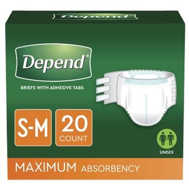 Depend Maximum Protection Brief with EasyGrip Tabs, Depend Fitted Max Brf Md, (1 Pack, 20 Each)