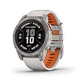 Garmin fēnix 7 Pro Sapphire Solar, Multisport GPS Smartwatch, Built-in Flashlight, Solar Charging Capability, Fog Gray/Ember Orange