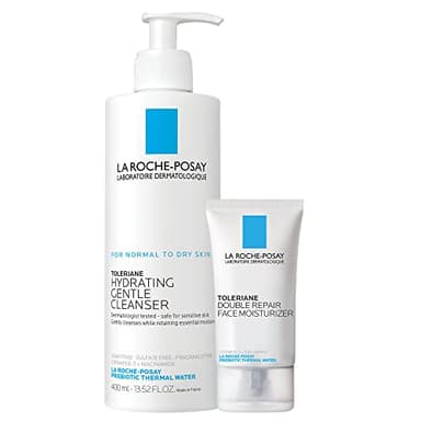 La Roche-Posay Toleraine Skin Care Set, Double Repair Face Moisturizer 40ml & Hydrating Gentle Cleanser 400ml, Oil Free Moisturizer & Face Wash, Formulated with Niacinamide