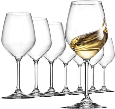 Bormioli Rocco Glass, Drinking Cup, Wine Glasses, 14 Ounces. Laser-Cut Rim For Wine Tasting, Elegant Party Drinking Glassware, Restaurant Quality