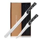 ZLemma Professional Kitchen Knife Set- 12'' Brisket Carving Knife & 6.8'' Boning Knife with Unique Grip Ring & Gift Box for Chef-High Carbon Stainless Steel with Damascus Pattern- Razor Sharp
