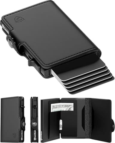 Conceal Plus Card Blocr Pop Up Wallet for Men - Slim Metal RFID Blocking Card Holder (4-6 Cards Ejector) - Minimalist Smart Front Pocket Wallet with Internal Cash + ID Storage