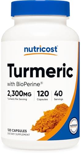 Nutricost Turmeric Curcumin with BioPerine and 95% Curcuminoids, 2300mg, 120 Capsules, Veggie Capsules, 767mg Per Cap, 40 Servings, Gluten Free, Non-GMO