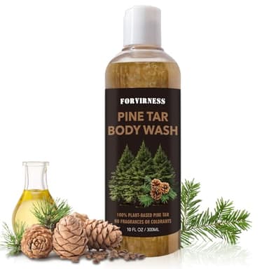 Pine Tar Body Wash, 11 fl oz 100% Natural Pine Tar oil Body Wash Dandruff Wash Shampoo, Body Odor Liquid Soap Deodorant for Men, Deep Cleansing & Moisturizing Shower Gel