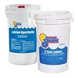 In The Swim Chlorine and Shock Bundle for Sanitizing Swimming Pools – Includes 50 Pound Bucket of 3 Inch Stabilized Chlorine Tablets and 50 Pound Bucket of 68% Cal-Hypo Pool Shock