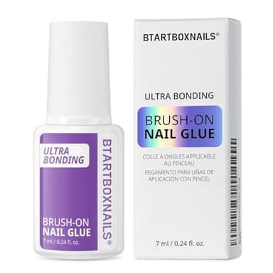 BTArtboxnails Press on Nail Glue - Brush on for Nail Tips & Acrylic Fake Nails, Quick Air Dry & Long-Lasting, Mess-Free & Easy Application