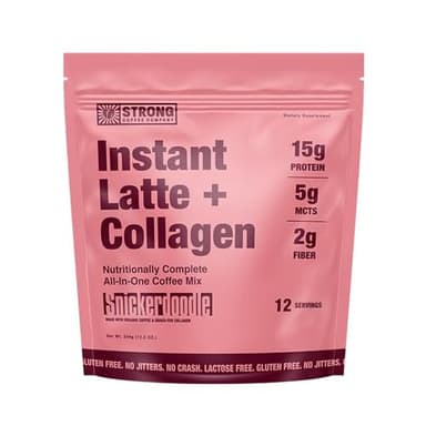 Strong Coffee Co. Snickerdoodle Instant Latte | Organic Coffee with 15g Collagen Protein | Lion’s Mane & L-Theanine | Nootropic Instant Coffee | 12 Servings