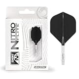 RED DRAGON Darts – Nitro Flite Integrated Flight & Shaft System – No.2 Shape and Design – White & Black Colour, Short Length