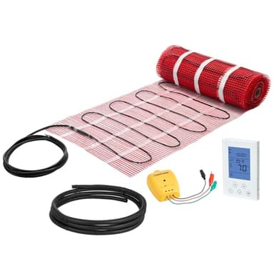 VEVOR 90 sqft Self-Adhesive Mesh Floor Heating Mat System, 120V Electric Radiant Heated Floor System, with Smart Control Thermostat & Alarm, Easy Installation for Tile, Stone, Vinyl