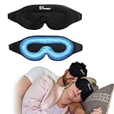 TheraICE Sleep Mask + Cooling Gel Relief - Sleep Eye Mask Blackout Blindfold Cold - 3D Contoured Relaxing No Pressure Eye Cover to Block Light for Comfortable Soothing Night Sleeping/Men & Women