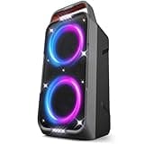 Foxdawn Portable Bluetooth Speaker: 240W Peak Powerful Loud Sound Deep Bass Wireless Boombox Large Subwoofer 15 Hours Battery Life Fast Charging with Led Light Show for Party Outdoor Camping Backyard