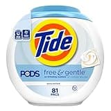 Tide PODS Free & Gentle Laundry Detergent Soap Pacs, 81 Count, Tide PODS Laundry Detergent