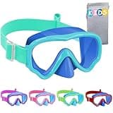 Vvinca Kids Swim Goggles with Nose Cover, Snorkel Diving Mask Fabric Strap Anti Fog Anti Shattered Lens Goggles for Kids 3-15