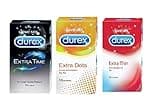 Durex Extended Pleasure (12s), Feel Thin (12s) And Excite Me (12s) Condoms- (Combo Of 3)