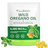 Oil of Oregano Softgels, 120 Count Oregano Oil Supplement Capsules, Oregano Oil Capsules, 165mg Carvacrol, 2 in 1 6000mg Oil of Oregano with Black Seed Oil 200mg