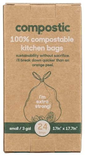 Compostic Tie Top 100% Compostable Kitchen Bags 24 Count, 24 Ct