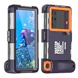 Professional Underwater Phone Case for Snorkeling Diving 50ft/15m Waterproof Scuba Photo&Video Housing for iPhone16 Pro Max/15/14/13/12/11/Xr/X/Xs Samsung Galaxy S24/S23-S21 Ultra Blue-Orange