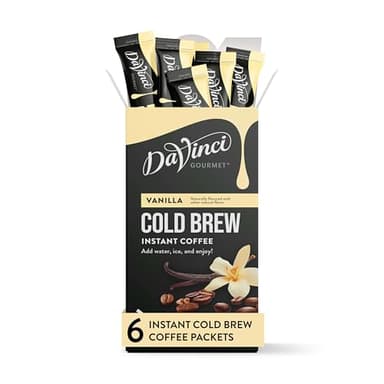 DaVinci Gourmet Vanilla Cold Brew Stick Pack, Instant Coffee Powder, 6 Count (Pack of 1)