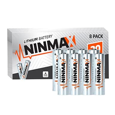 NINMAX® Lithium AA Batteries 3500mAh, 8 Pack 1.5V Longest Lasting Double A Battery for High-Tech Devices【Non-Rechargeable】