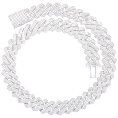 Ucciyo 20MM Moissanite Cuban Link Chain for Men Thick Iced Out Chain 18K Gold Plated Moissanite Cuban Necklace Silver Iced Out Miami Necklace Bling Luxury Jewelry 20Inch