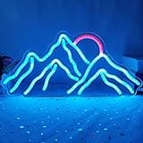 Dimmable Mountain Neon LED Light Sign, 16.9’’*8’’ Sunrise & Sunset for Bedroom, Living Room, Hotel, Wall Decor Christmas Gift (Ice Blue,Red)