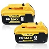ovevevovel 2-Pack 8000mAh Replace for Dewalt 20V Max Battery High-Capacity – Compatible with DCB200 DCB206 DCB201 DCB207 DCB208 DCB203 and Cordless Power Tools