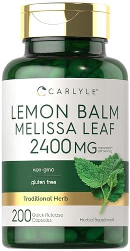 Carlyle Lemon Balm Capsules | 200 Count | Non-GMO and Gluten Free Formula | Melissa Leaf Traditional Herbal Supplement | Super Concentrated Extract