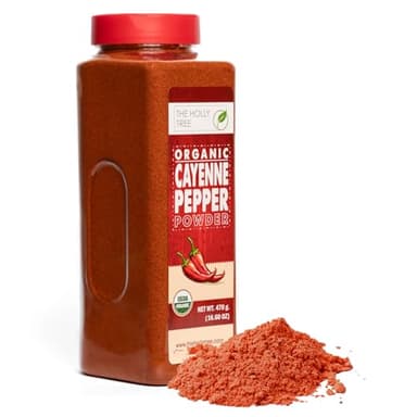 Organic Cayenne Pepper Powder 16.60 oz - Ground Red Chili for Cooking, Spices & Seasoning - Cayenne Pepper Organic, Gluten Free, USDA Ceritified, Kosher - The Holly Tree