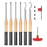 DEEFIINE 18.3" Full Size Carbide Tip Wood Lathe Turning Tool Kit, Lathe Roughing and Finishing Hollow Tool with Diamond Round Square Carbide inserts For Woodturning(6pcs)