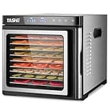 YASHE Food Dehydrator Machine, 9-Tray Stainless Steel Jerky Dehydrator, 1000W Food Dryer with Adjustable Timer & Temperature, Recipes Included for Meat, Fruits, and Herbs