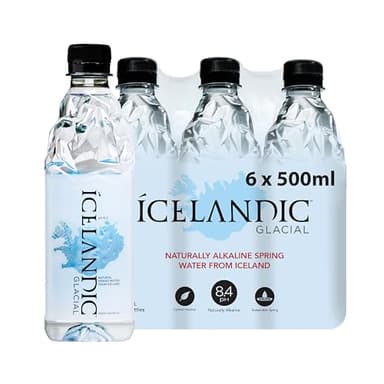 Icelandic Glacial Natural Spring Alkaline Water, 500 ml / 16.9 Fl Oz (Pack of 6)