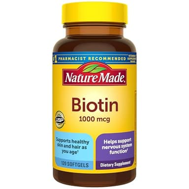 Nature Made Biotin 1000 mcg Softgels, Biotin Vitamins Dietary Supplement, Supports Healthy Hair & Skin, 120 Softgels, 120 Day Supply