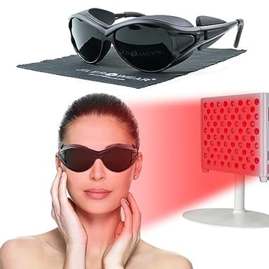 Professional Red Light Therapy Glasses for Eye Protection - Infrared Goggles, LED Red & Blue Light Therapy, Portable Eye Care