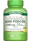 Nature's Truth Mini Fish Oil Omega 3 | 1340 mg | 100 Softgels | Burpless Lemon Flavor | Non-GMO & Gluten Free Supplement
