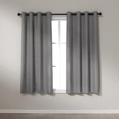 Amazon Basics Faux Linen Blackout Curtains for Bedroom and Living Room, 2-Piece Set with Grommets, 42" W x 63" L, Grey