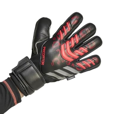 Adidas Unisex Match Fingersave Goalie Soccer Gloves, Black/Black/Lucid Red, 10