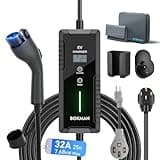 bokman Portable Level 2 EV Charger (240V, 32A) with 25ft Cable and NEMA 14-50 for SAE-J1772 Electric Vehicles Current Adjustable and Reservation Charging Function (NOT for Tesla)